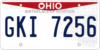OH license plate GKI7256