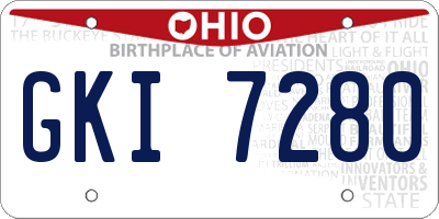 OH license plate GKI7280