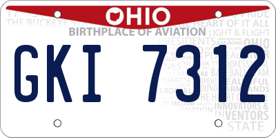 OH license plate GKI7312