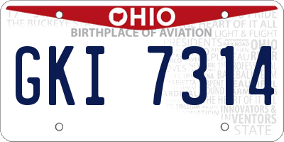 OH license plate GKI7314