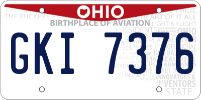 OH license plate GKI7376
