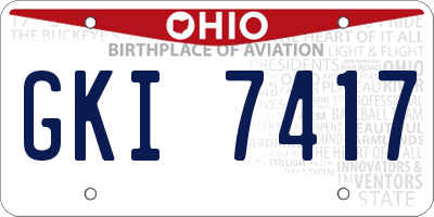 OH license plate GKI7417