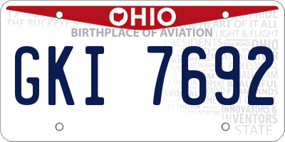 OH license plate GKI7692