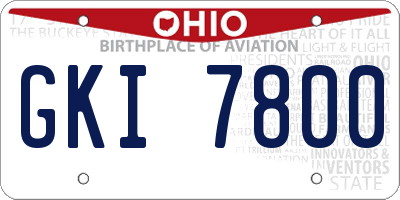 OH license plate GKI7800