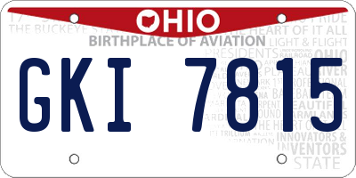 OH license plate GKI7815