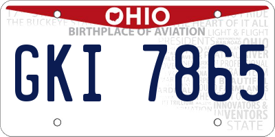 OH license plate GKI7865