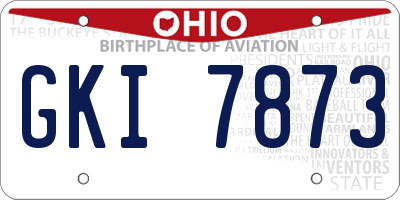 OH license plate GKI7873