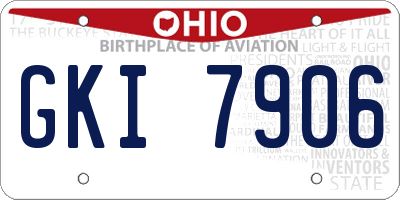 OH license plate GKI7906