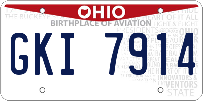 OH license plate GKI7914