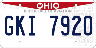 OH license plate GKI7920