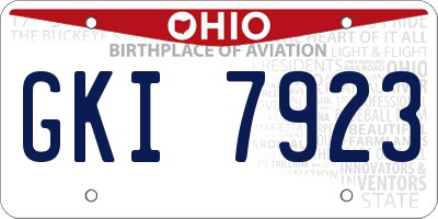 OH license plate GKI7923