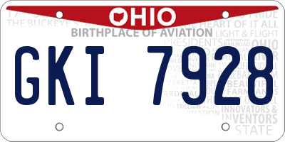 OH license plate GKI7928