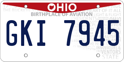 OH license plate GKI7945