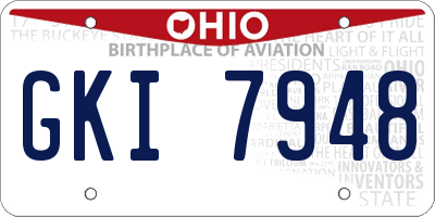 OH license plate GKI7948