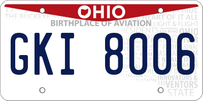 OH license plate GKI8006