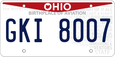 OH license plate GKI8007