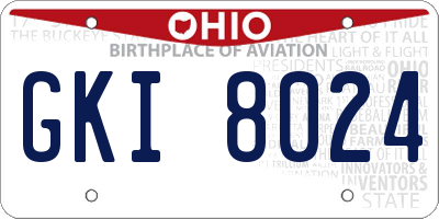 OH license plate GKI8024