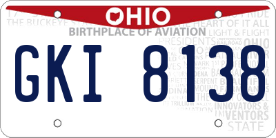 OH license plate GKI8138