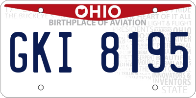 OH license plate GKI8195