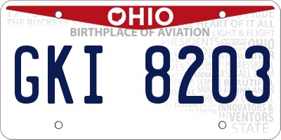 OH license plate GKI8203