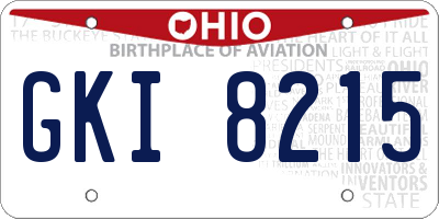 OH license plate GKI8215