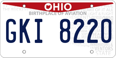 OH license plate GKI8220