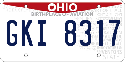 OH license plate GKI8317