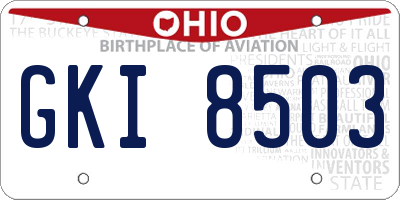 OH license plate GKI8503
