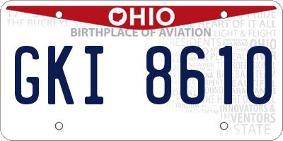 OH license plate GKI8610