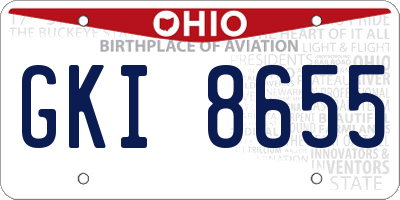 OH license plate GKI8655