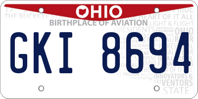OH license plate GKI8694