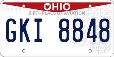 OH license plate GKI8848