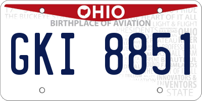 OH license plate GKI8851
