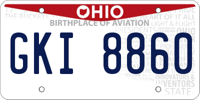 OH license plate GKI8860