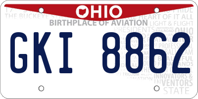 OH license plate GKI8862