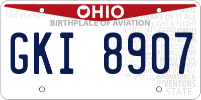 OH license plate GKI8907