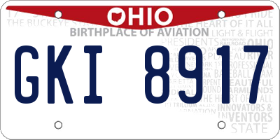 OH license plate GKI8917