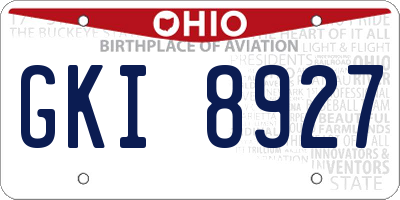 OH license plate GKI8927