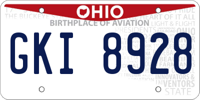 OH license plate GKI8928