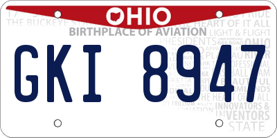 OH license plate GKI8947