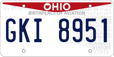 OH license plate GKI8951