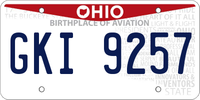OH license plate GKI9257