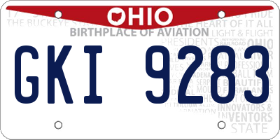 OH license plate GKI9283