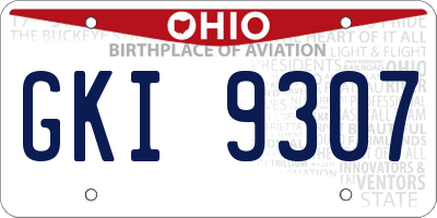 OH license plate GKI9307