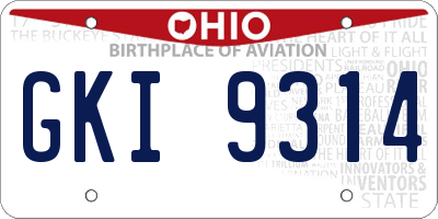 OH license plate GKI9314