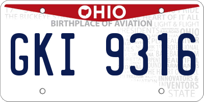 OH license plate GKI9316
