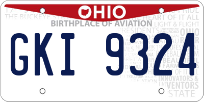 OH license plate GKI9324