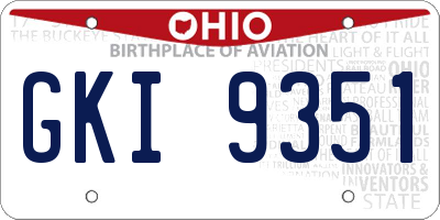 OH license plate GKI9351