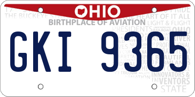 OH license plate GKI9365
