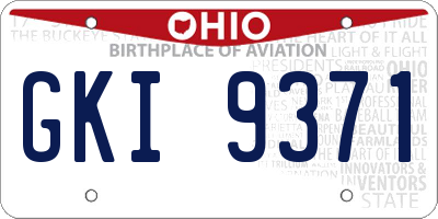 OH license plate GKI9371